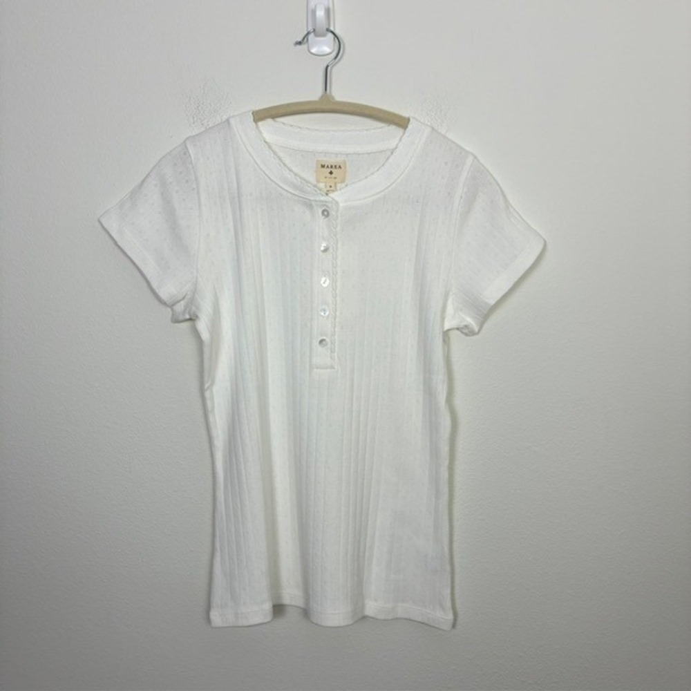 Marea by Liz Joy Pointelle Short Sleeve Henley Top Women S Coastal Granddaughter